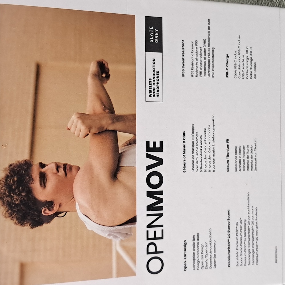 Aftershokz Openmove Slate Grey Wireless Bone Conduction Headphones AS660 Sealed - Picture 8 of 8
